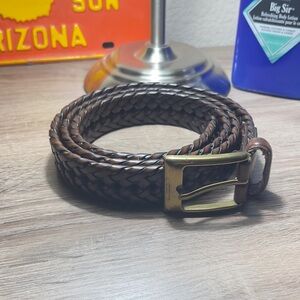 Dockers Dark Brown Braided Belt with Gold Buckle